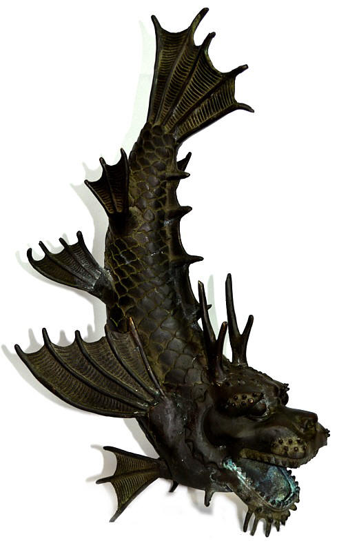 японская антикварная бронзовая статуэтка Морской Дракон, 1830-50-е гг.