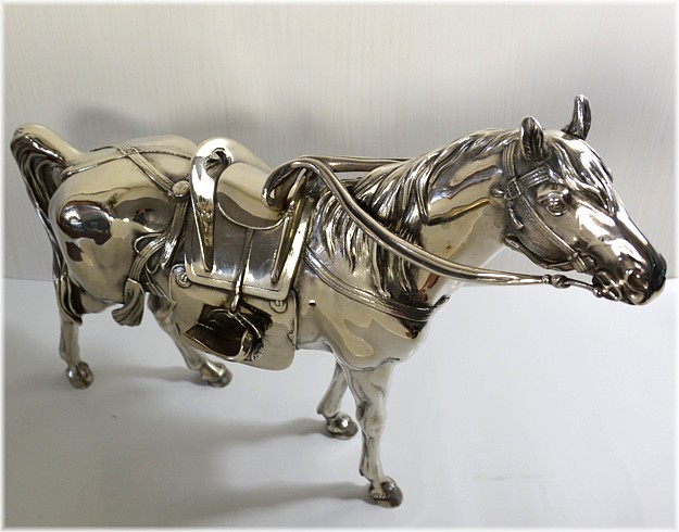 японская серебрянная скульптура Самурайская  Лошадь, 1900-е гг.