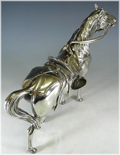 японская серебрянная скульптура Самурайская  Лошадь, 1900-е гг.