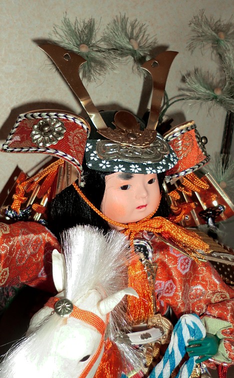 юный самурай, японская интерьерная старинная кукла