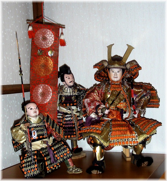 японские антикварные куклы самураи