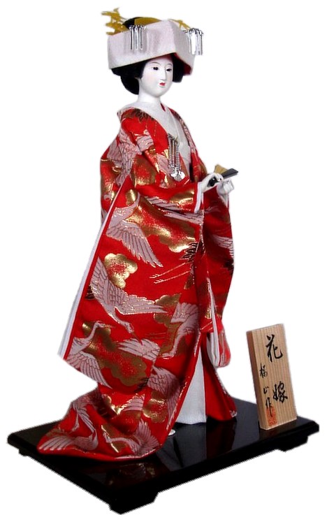 японская интерьерная кукла Невеста с красном кимоно, 1960-е гг
