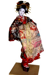 японская антикварная кукла Ойран из шелка, 1920-е гг.