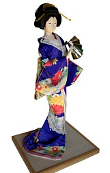 японская антикварная кукла Дама с веером