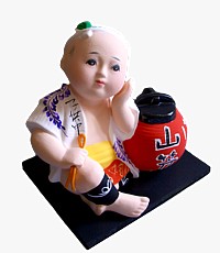 японская статуэтка Мальчик с фонариком, керамика-бисквит