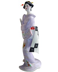 девушка с веером, старинная статуэтка Хаката, Япония, 1960-е гг.