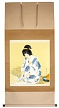 Девушка в летнем кимоно, японская картина, 1930-е гг.