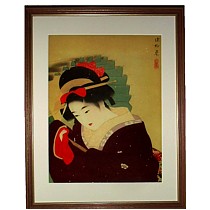 японская гравюра в стиле шин-ханга Японка с зонтиком, 1930-е гг.