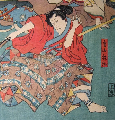 Японская  гравюра укиё-э  Утагава Тоёкуни, 1850-е гг. Деталь