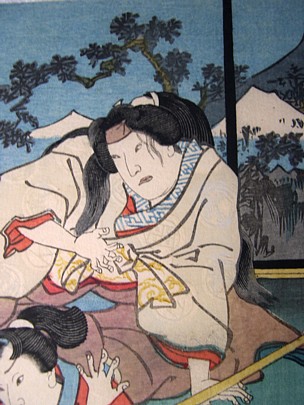 Японская  гравюра укиё-э  Утагава Тоёкуни, 1850-е гг. Деталь