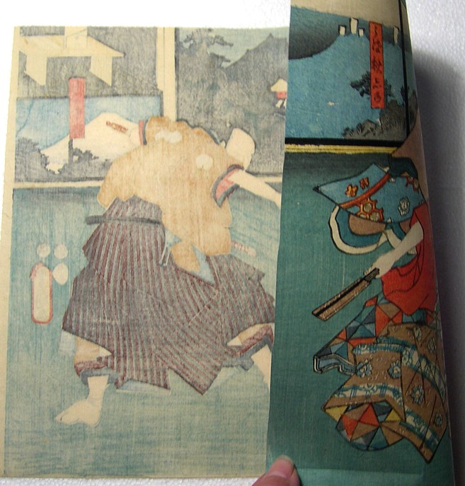Японская  гравюра укиё-э  Утагава Тоёкуни, 1850-е гг. оборотная сторона