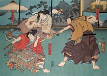 японская гравюра укие-э Утагава Тоёкуни, 1850-е гг.