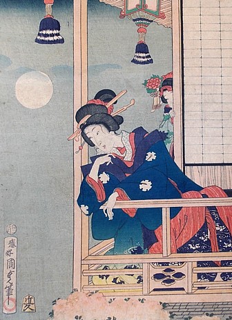 японская гравюра укиё-э Утагава Кунисада II, 1858 г.