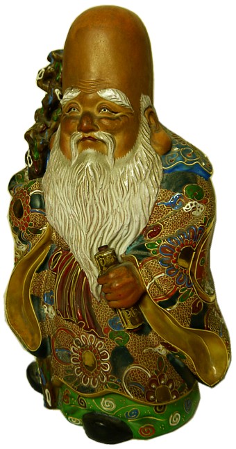 антикварный японский фарфор: фигура одного из Семи Богов Счастья, эпоха Мэйдзи, Кутани