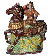 японская антикварная фарфоровая статуэтка Самурай на коне, 1880-90-е гг.. 