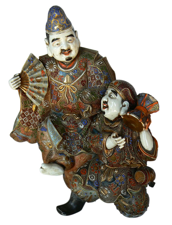 Дайкоку и Эбису, японская антикварная фарфоровая статуэтка,  1800-е гг.