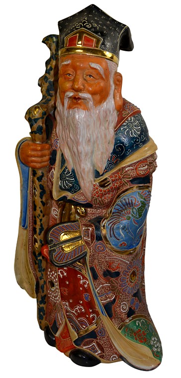 антикварный японский фарфор: фигура Дзюродзина, одного из Семи Бого Счастья