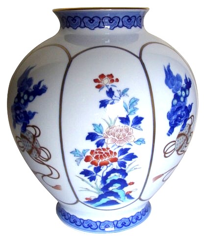 японская фарфоровая ваза с росписью. Интернет-магазин Интериа Японика