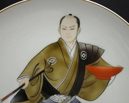 японская старинная интерьерная тарелка с росписью