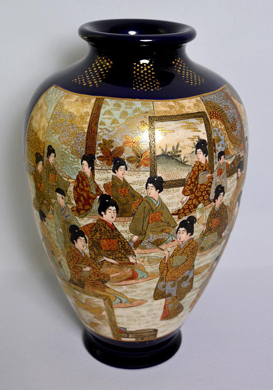 японская антикварная ваза Сацума, 1860-80-е гг. Интериа Япония, интернет-магазин