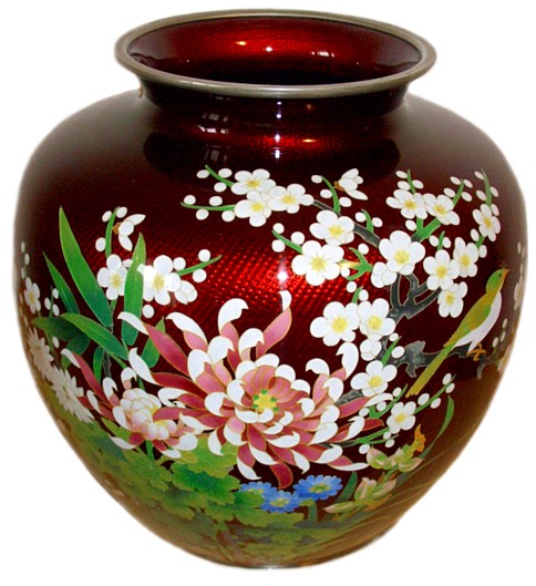 японская ваза клуазоне (перегородчатая эмаль), 1910-е гг. мастерские Андо