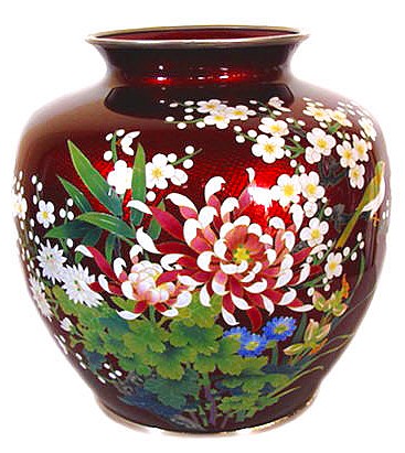 японская ваза клуазоне (перегородчатая эмаль), 1910-е гг.