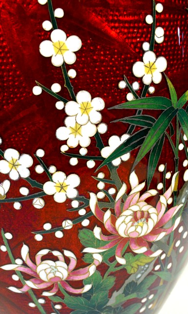 деталь дизайна японской вазы клуазоне в стиле ар-деко, 1920-30-е гг.