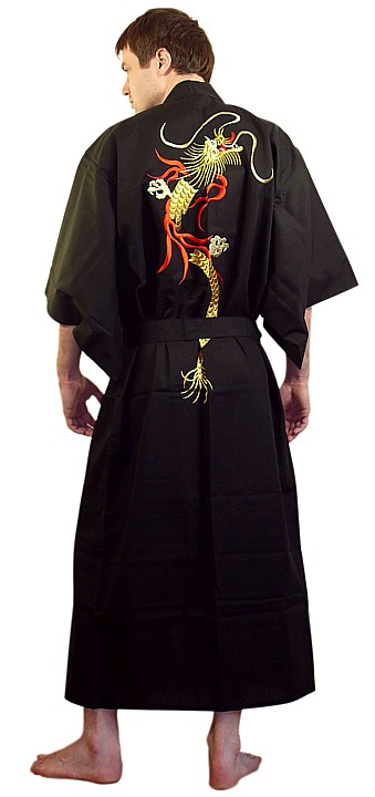 японский халат- кимоно с вышивкой