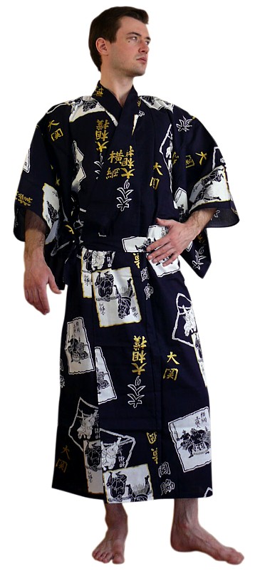японское мужское кимоно, хлопок 100%, сделано в Японии