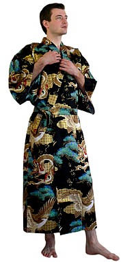 мужской халат-кимоно Тен-Рю, хлопок 100%, сделано в Японии