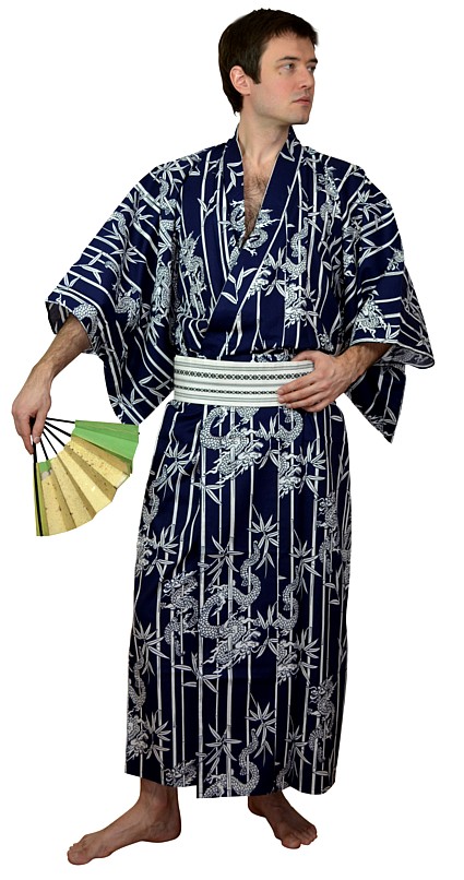 японский мужской халат-кимоно ТЭН-СИН из хлопка, сделано в Японии