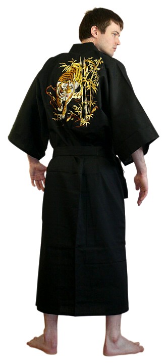 японский мужской халат кимоно с вышивкой, Япония, хлопок 100%