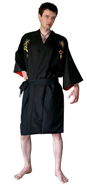 мужской короткий халат-кимоно с вышивкой и подкладкой, Япония 