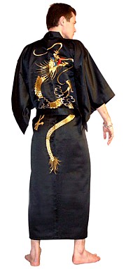 мужской халат-кимоно с вышивкой Лунный Дракон, сделано в Японии