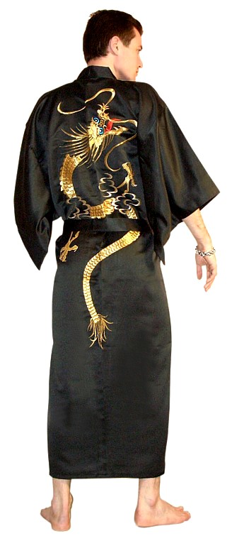 японский халат- кимоно с вышивкой - эксклюзивный подарок мужчине
