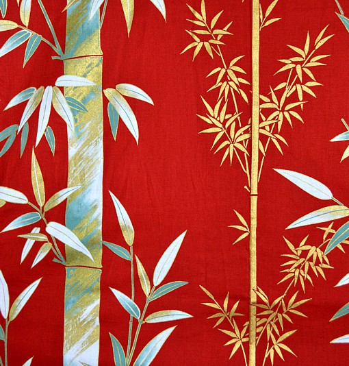 рисунок ткани японского женского кимоно Золотой Бамбук