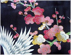 шелковое японское кимоно Имари, черное