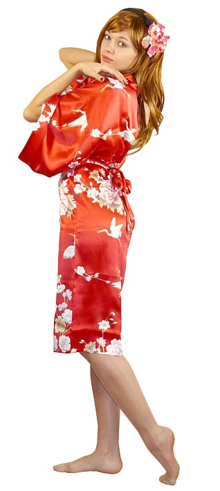 шелковый женский  халатик- кимоно, Япония
