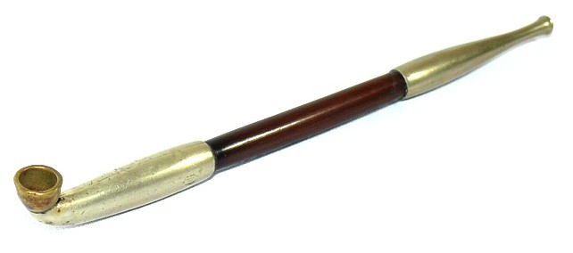 антикварная японская курительная трубка кисэру, серебро, бамбук, 1890-е гг.