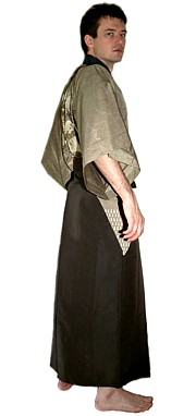 японская традиционная мужская одежда: кимоно, хакама, оби
