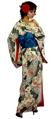 японское шелковое кимоно, 1950-е гг.