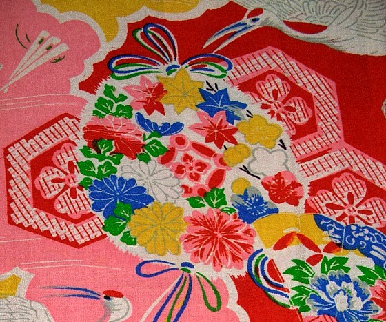 рисунок ткани японского стариного шелкового кимоно