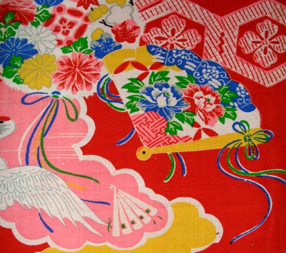 рисунок ткани японского стариного шелкового кимоно