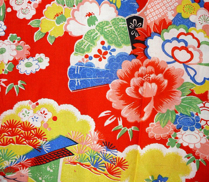 японское старинное кимоно - рисунок ткани