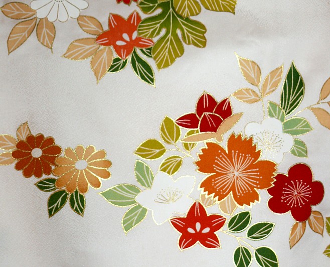 деталь рисунка ткани японского праздничного кимоно