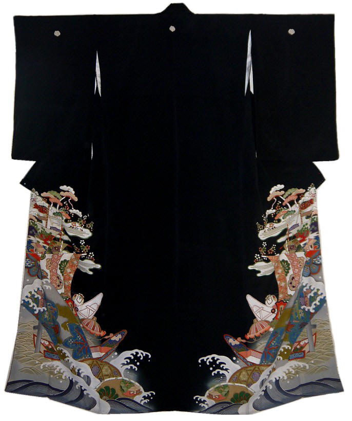кимоно из шелка с авторской росписью и вышивкой, 1890-00-е гг