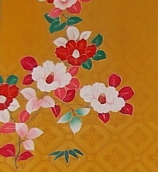 деталь рисунка на японском старинном шелковом кимоно