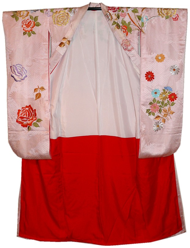японское шелковое кимоно с вышивкой, 1950-е гг.