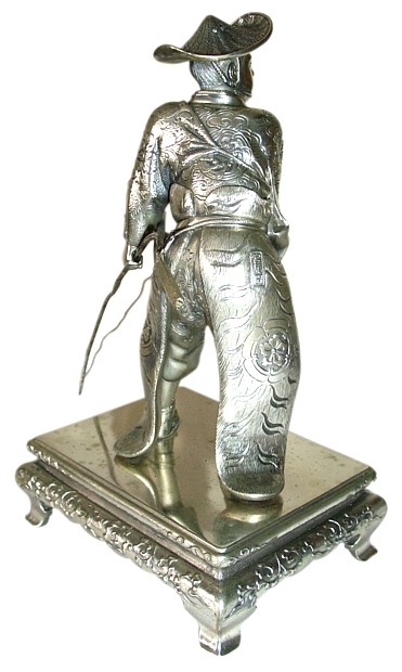 японская серебряная статуэтка Самурай на охоте, 1880-е гг.