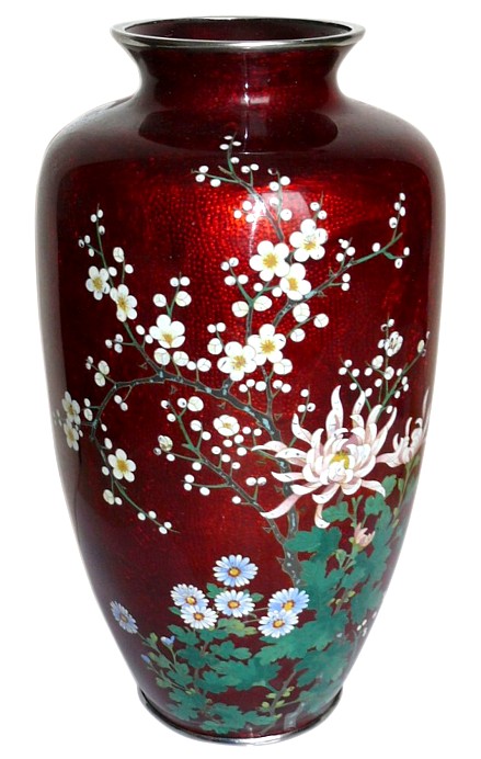 японская ваза клуазонне, эпоха Мэйдзи